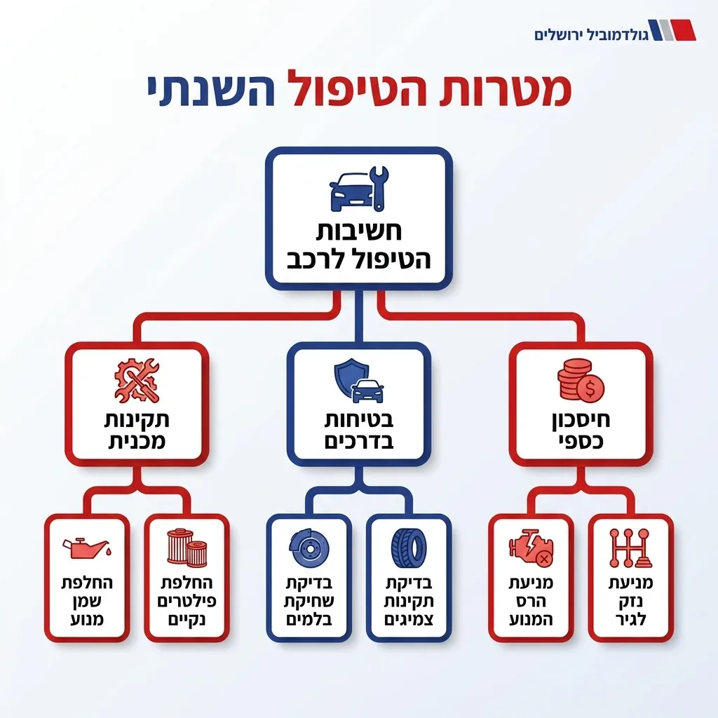 אינפוגרפיקה — מטרות הטיפול השנתי: חשיבות הטיפול לרכב