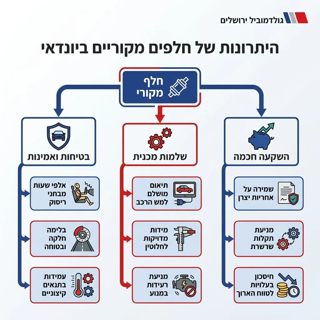 אינפוגרפיקה — היתרונות של חלפים מקוריים ביונדאי: חלף מקורי